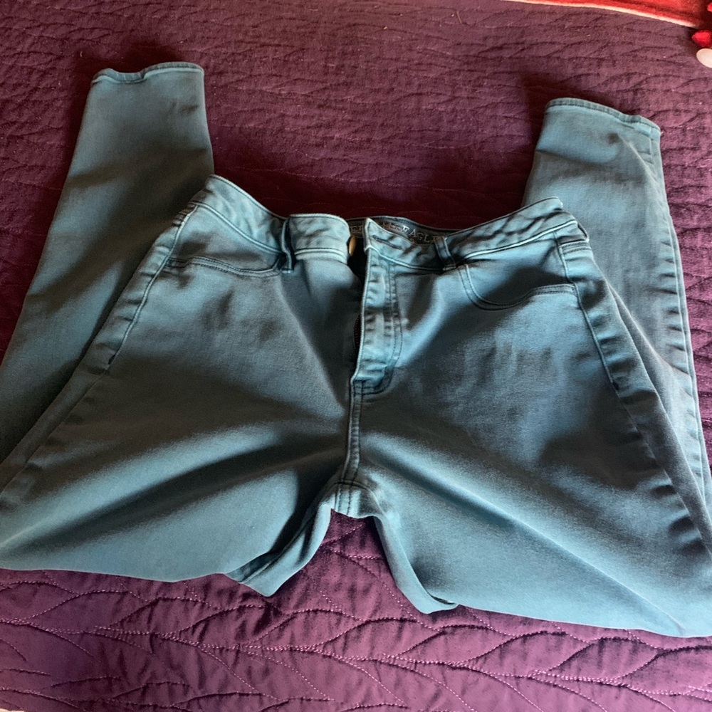 Teal stretch jean